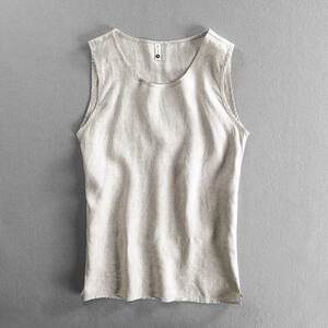 Summer large-size cotton and linen sleeveless vest men's Chinese style loose breathable sleeveless vest thin linen sweat shirt vest
