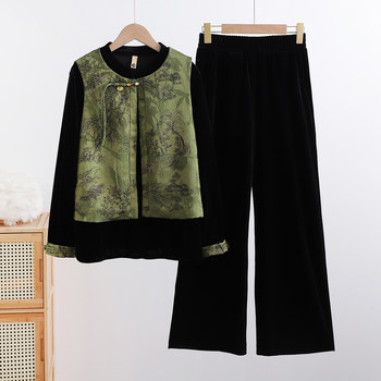 2025 new style mother's gold velvet suit