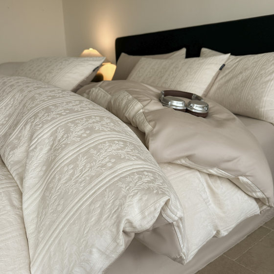 
Class A 100-count long-staple cotton pure cotton four-piece sheet set, light luxury and high-end jacquard quilt cover bedding