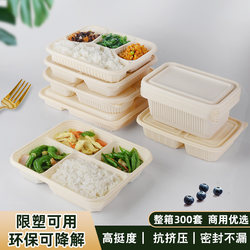Disposable Packaging Box Corn Starch-Based Environmentally Friendly Biodegradable Compartmentalized Take-Out Lunch Box Fast Food Lunch Box Commercial Use