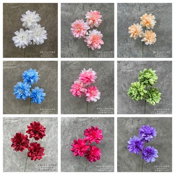 
3 colorful dahlias Dahlia artificial flowers wedding wedding hall flower arrangement home decoration fake flowers photography props
