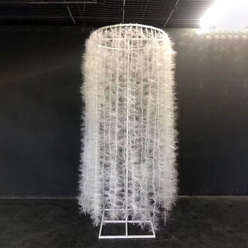 Wedding props round lifting wrought iron ornaments white plush road guide wedding background decoration banquet hall props