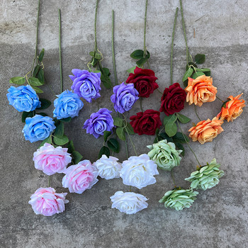 
Wedding simulation flower 3 heads diamond rose curling rose wedding hall road leading flower arrangement flower arrangement decoration fake flower silk flower diy