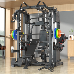 Smith Machine Comprehensive Training Device, Squat Bench Press, Gantry Rack, Small Bird Training Machine, Multi-Functional Chest Press and Chest Expander