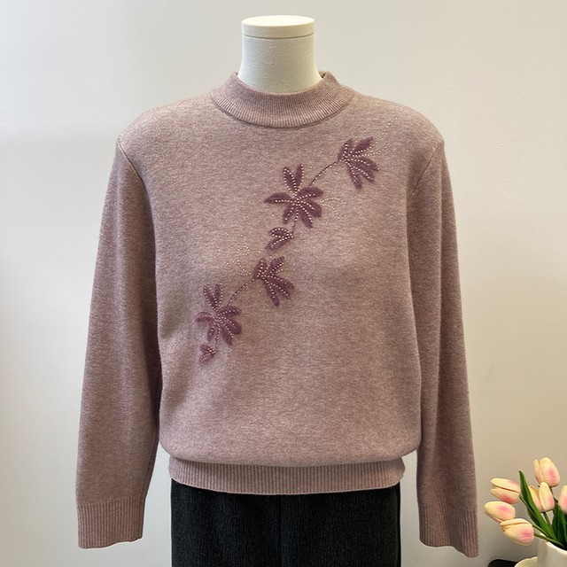 Mom winter clothes integrated velvet bottom shirt autumn and winter women's jacket middle -aged and elderly people keep warm and velvet thickened knitted bottom shirt