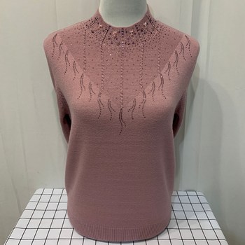 
Long-sleeved diamond-embellished wool-blend commuter turtleneck