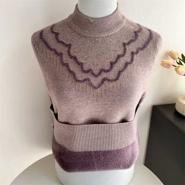 Mom's winter velvet thickened sweater bottoming shirt grandma's warm top middle-aged and elderly women's autumn and winter woolen sweater