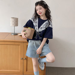 Girls' Super Cute Short-Sleeve T-Shirt Summer 2026 New Style Children's Korean Style Outfit Half-Sleeve Top Big Kids' T-Shirt