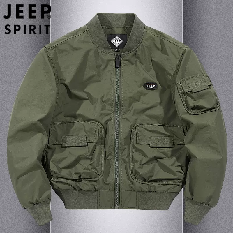 JEEP SPIRIT夹克男MA1飞行服春秋季宽松复古工装棒球服休闲外套-Taobao