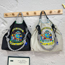 April New Korean and Japanese Style Ball Chain Embroidery Carnival Zoo Eco-Friendly Bag Canvas Shopping Bag Commuter Bag