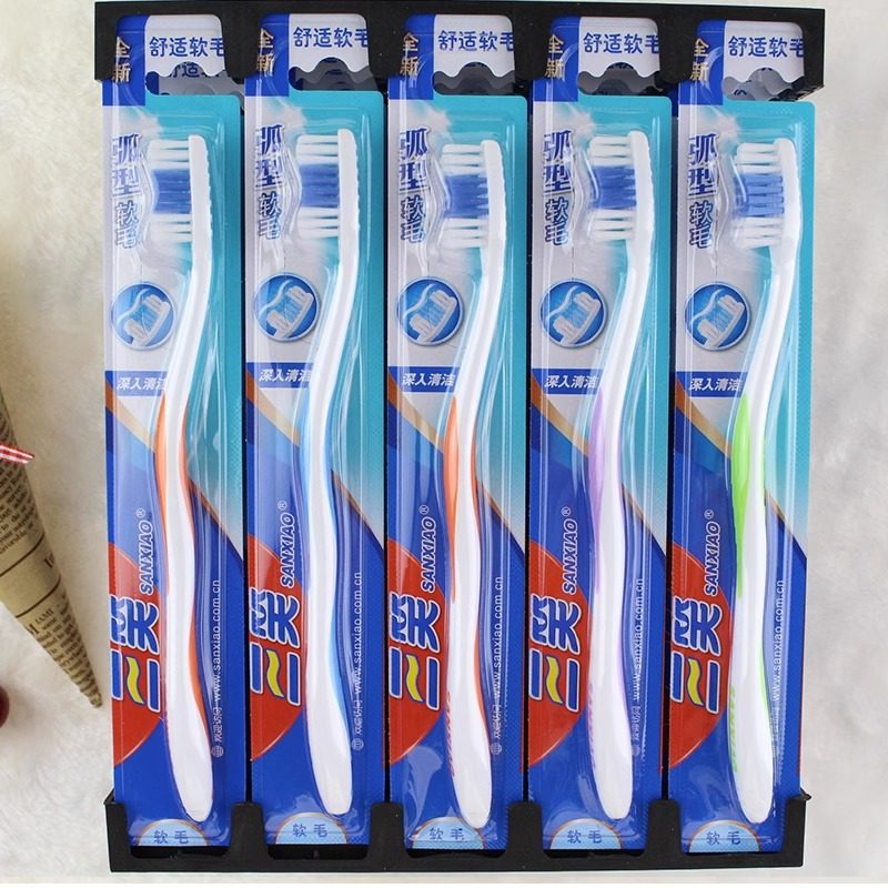 (SANXIAO 칫솔) 성인용 중간 칫솔모 부드러운 칫솔 패밀리 사이즈 고급 실크 부드러운 칫솔 무료 배송-