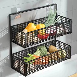 Kitchen and Bathroom Storage Rack, No-Drill Wall-Mounted Iron Shelf, Bathroom Toilet Washbasin Storage Organizer