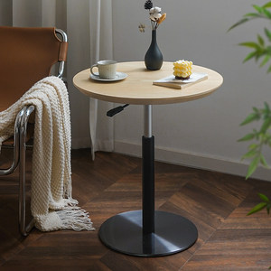 
Medium-old solid wood coffee table modern simple lifting sofa side table home small apartment living room balcony small round table
