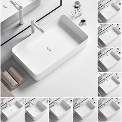 Simple Countertop Basin, Large Square Deep Wash Basin, Ceramic Washbasin for Home Balcony Bathroom