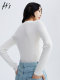 HS Outlet Spring New Solid Color Slim Knit Sweater Women's Basic Versatile Simple U-neck Pullover Top
