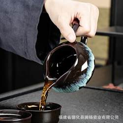 Tea Set, Light Luxury, High-End, Elegant, Convenient for Lazy People, Home Use, Automatic Teapot, Jianzhan Tea Cup, Stone Grinding for Tea Brewing