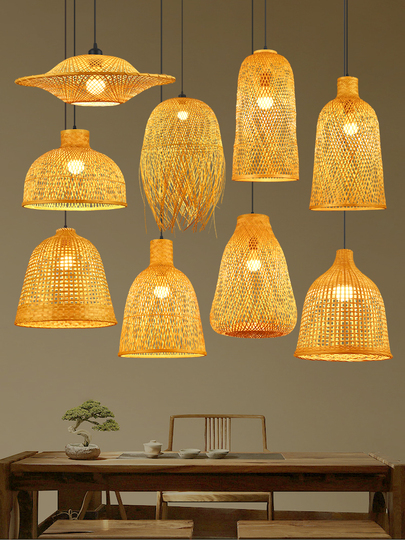 Bambus-Kronleuchter - Lampe im sdostasiatischen Zen-Stil