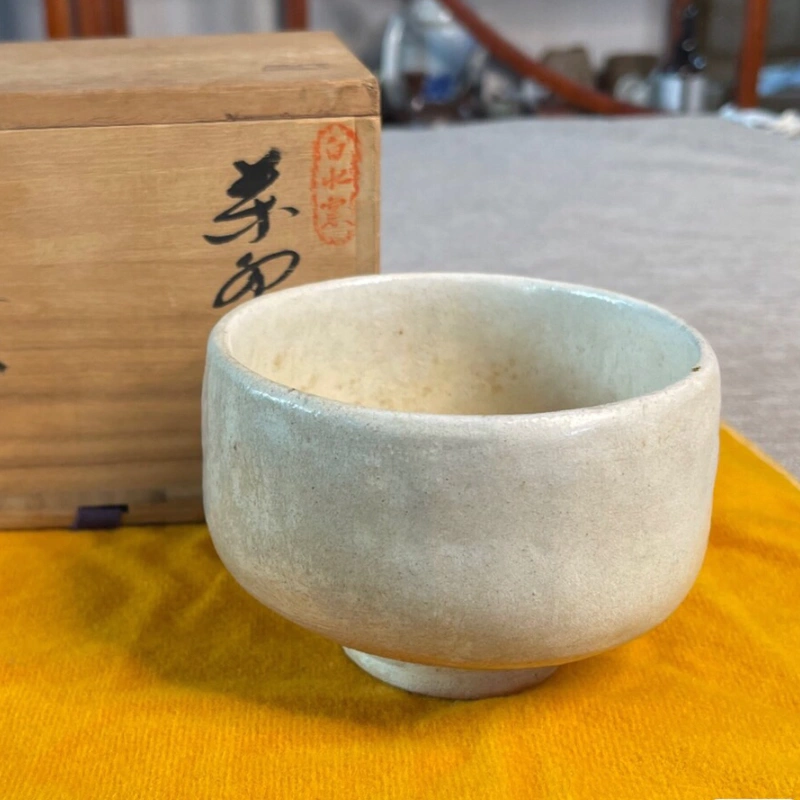 日本茶碗无形文化财萩烧砥部烧白水窑抹茶碗-Taobao