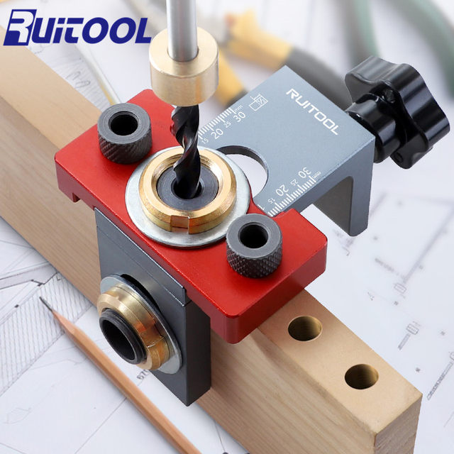 Woodworking three-in-one hole punch round wood tenon center hole locator wood splicing eccentric wheel drilling bit