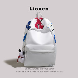 Lioxen Trendy Brand Large-Capacity Backpack for Men and Women with Letter Print, Lightweight Computer Backpack for High School and College Students