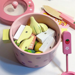 Shabu-Shabu Pretend Play Toy for Girls, Children's Kitchen Cooking and Cutting Fun, Realistic Fruit and Vegetable Chewable Set