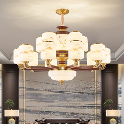 New Chinoiserie Living Room Chandelier 2025 New All-Copper Solid Wood Chinoiserie Bedroom Restaurant Classy House Lighting Package