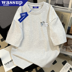 Wassupuosne American Retro Loose Short-Sleeved T-Shirt for Men, New Summer Style Loose Half-Sleeved Couple Tops for Women