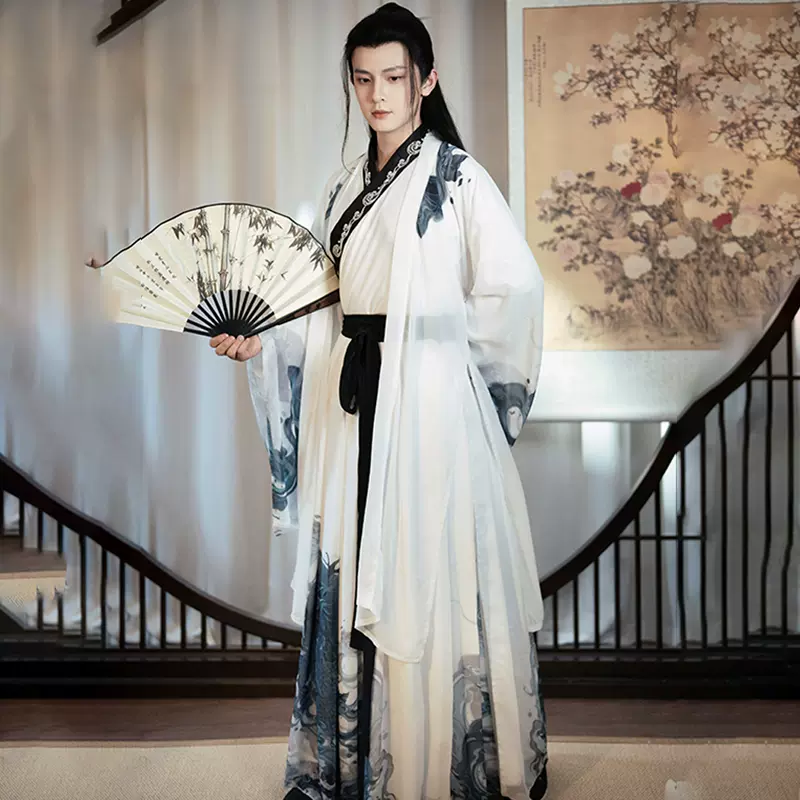 原创汉服麒麟魏晋宋制汉服男长衫中国风仙气男女情侣交领水墨-Taobao