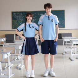 Summer College-Style Sixth-Grade Graduation Photo Class Uniform Short-Sleeved T-Shirt Set for Middle and High School Students' Sports Meeting Entrance Uniform