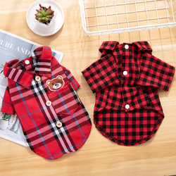Pet Plaid Shirt Dog Clothes Bichon Schnauzer Cat Small Puppy Puppy Dog Teddy Pomeranian Spring and Autumn Clothing