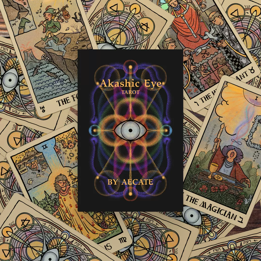 现货正版Akashic Eye Tarot卡西之眼塔罗礼盒版黑芯纸