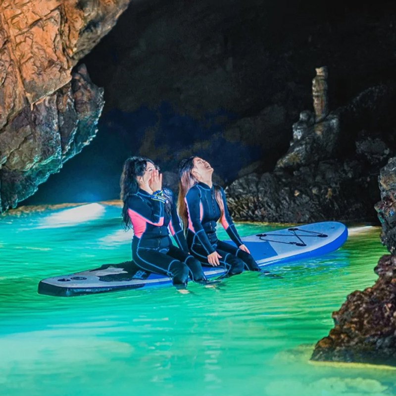 贵州旅游贵阳黄龙洞一日游.探洞.桨板体验.洞穴探险.稻田咖啡