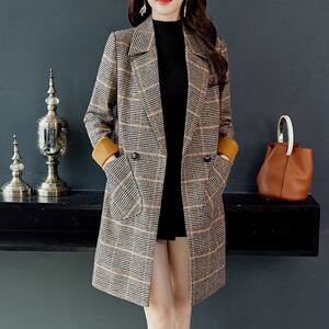
2025 plaid wool coat for women mid-length Korean version for women's spring and autumn new wool coat for small women