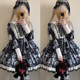 Korean mushroom cool {exclusive}~original design antique cat lolita dress gothic style dark long-sleeved op dress