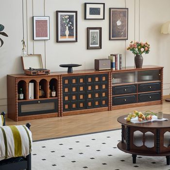 French retro solid wood TV cabinet in the middle style