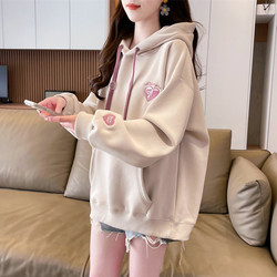 Hooded Sweatshirt for Women, Spring and Autumn 2026 New Style, Loose Fit, Plus Size, Thin, Suitable for Petite Junior High School Students, Embroidered, Versatile Jacket