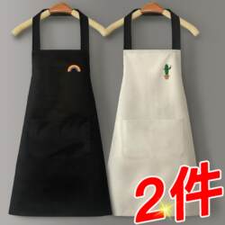 Apron for Home Kitchen, Summer, All-Cotton, Half-Length, Beautiful Summer Apron for Baristas, Black Painting Apron for Women, Art Students
