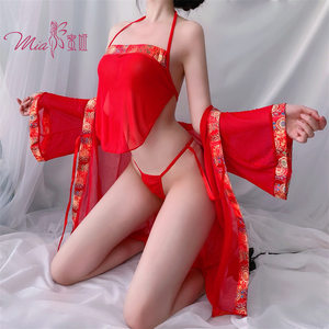 Underwear sexy women mesh perspective classical bride bellyband nightgown hot retro pajamas
