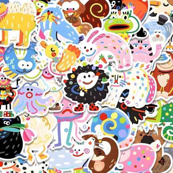 
100 cute painted animal illustrations, mobile phone case stickers, waterproof stickers, ins style cartoon ledger materials