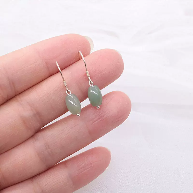 天然和田玉平安扣耳坠s925纯银烧蓝祥云耳饰中国风复古气质耳环女