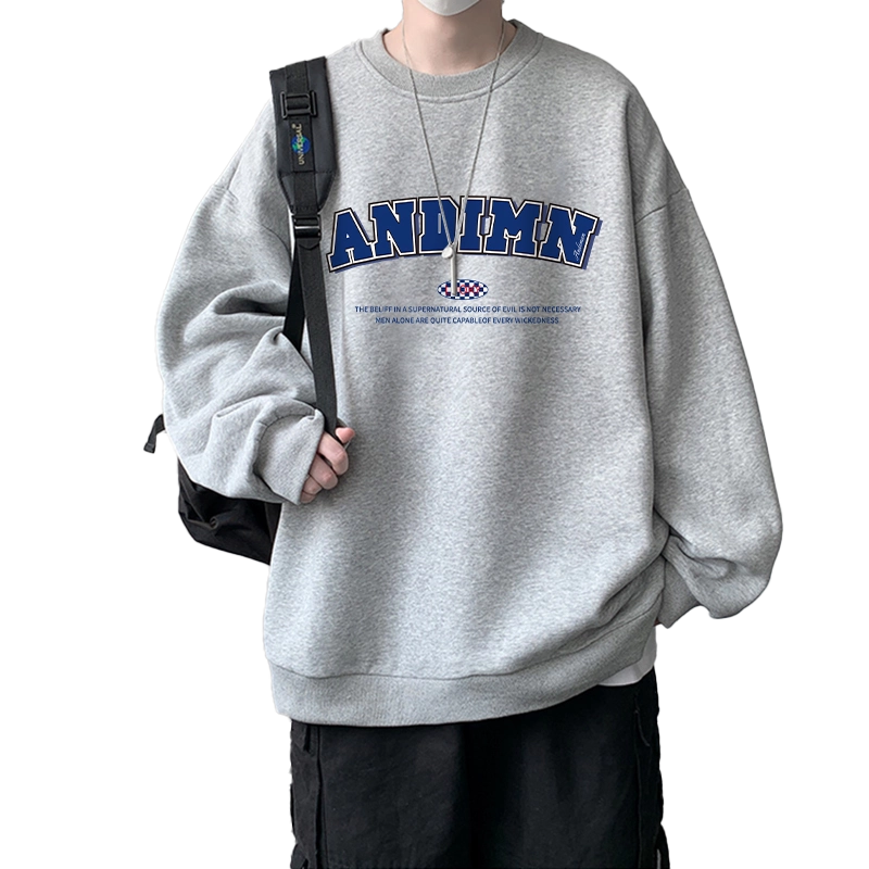 男装大童长袖上衣青少年加绒圆领卫衣初中高中学生潮