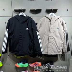 
Genuine Adidas cotton men's winter hooded warm windproof sports and leisure jacket JY8305 JY8303