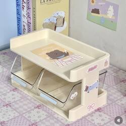 Dormitory Desktop Storage Rack Multi-Layer Desk Organizer Cosmetics Storage Box College Student Dormitory Desk