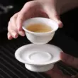 Đế lót ly bằng sứ, khay và đĩa sứ trắng, khay đựng trà cách nhiệt bằng cát tím, giá đỡ bát trà men ngọc, khung thảm trà chống bỏng Phụ kiện bàn trà