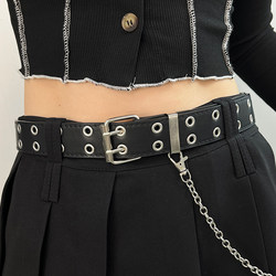 2025 New Style Belt for Women, Unique Double Buckle Chain Decoration, Versatile Punk Style, Suitable for Jeans, Trendy Women's Belt