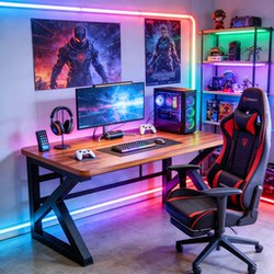 Solid Wood Ecological Board Computer Desk Desktop Home Gaming Desk Bedroom Study Desk Long Table Student Study Desk Long Table