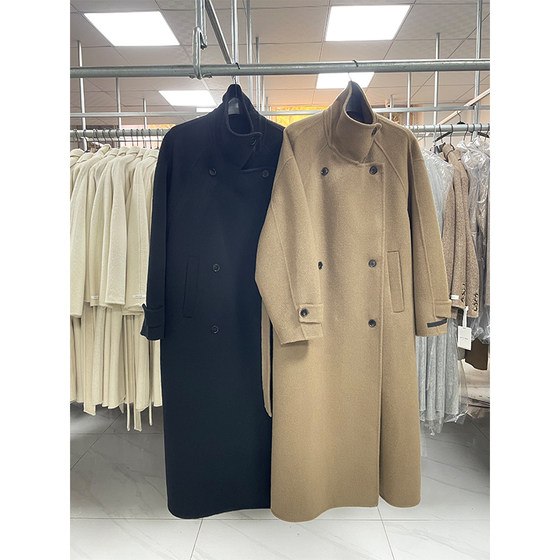 
25 new autumn and winter Korean style wool stand collar big brand temperament loose lengthened double-sided cashmere coat women's woolen coat