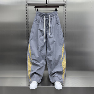 
2026 summer lightweight men's quick-drying sports pants trendy brand splicing large size high street handsome versatile wide leg pants trendy