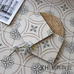 French-Style Vintage Small Tiles for Kitchen and Bathroom, Non-Slip Floor Tiles 200X200, Full Ceramic, Original Edge, Distressed Tiles