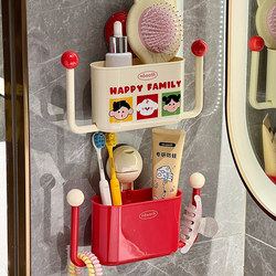 Suction Cup Comb Holder Bathroom Toothpaste Toothbrush Storage Tube Wall-Mounted Hairband Hair Tie Storage Organizer